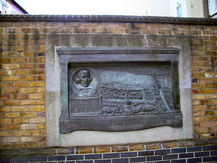 plaque on the site of the Globe Theatre
